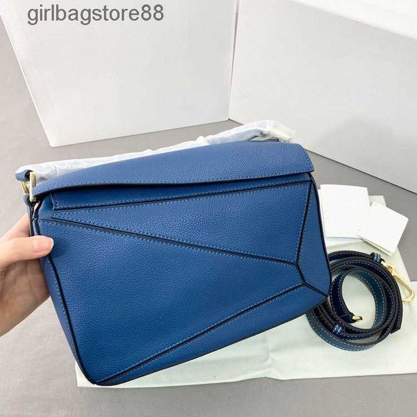 

splicing loewsbag geometry cowhide girl bags cool pillow bag puzzles designer winter real genuine leather 2023 single shoulder span handbags