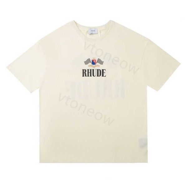 

2023 rhude tshirt designer mens t shirts tide printed tee men women round neck short sleeve tshirt casual loose fashion high street hip hop, White;black