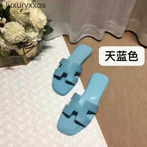 

versatile designer slipper external h lady sandals leather oran hh genuine 2023 summer women one wearing word beach women's shoes zk6g