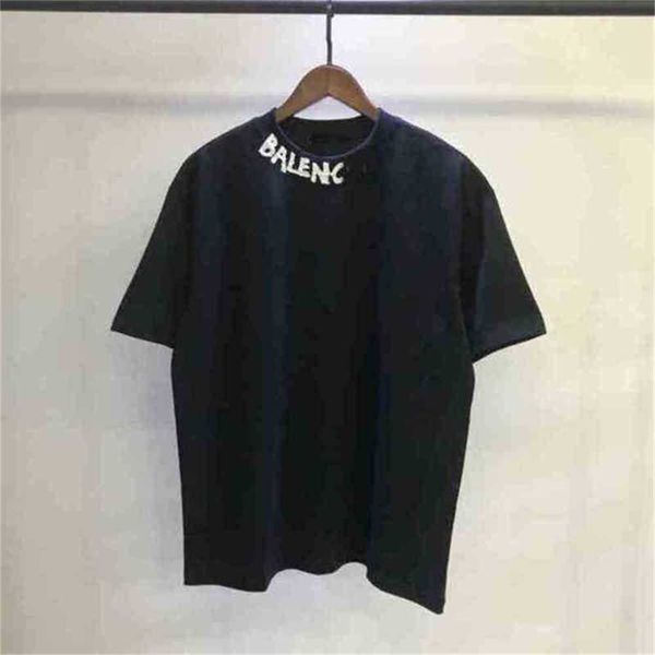 

designer graffiti balanciagas cursive signature t shirt smiling sport printed brand men women tshirts front letters woman shirts hoodies siz, White;black