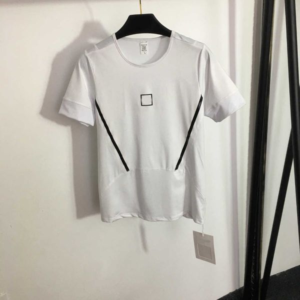 

women designer tees slim fit design t-shirt size s-l round neck girl t shirt rubber logo decoration short sleeves luxurious july05, White