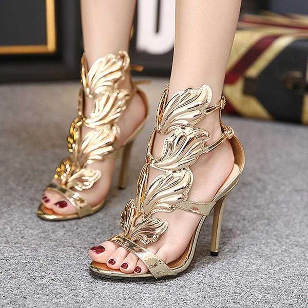 

lady sandals high heels large size 42 bow wings slim women's roman 230615, Black
