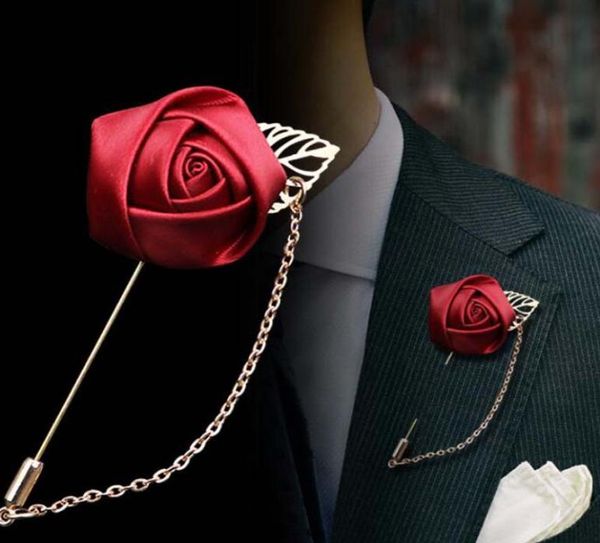 

fabric flower brooches pins for men women gold leaf and chain suits decorations lapel pin brooch suits accessories9638786, Gray