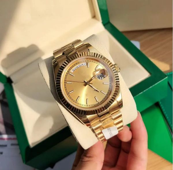 

with original box high-quality watch 41mm 18k yellow gold movement automatic mens gd bracelet men's watches 69, Slivery;brown