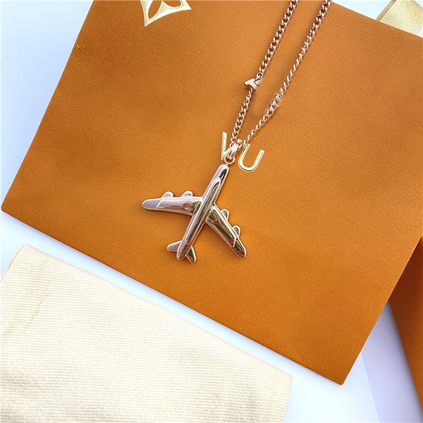 

Adjustable size real yellow solid fine gold charm small airplane three-dimensional large pendant with neck jewelry for men's accessories, 11
