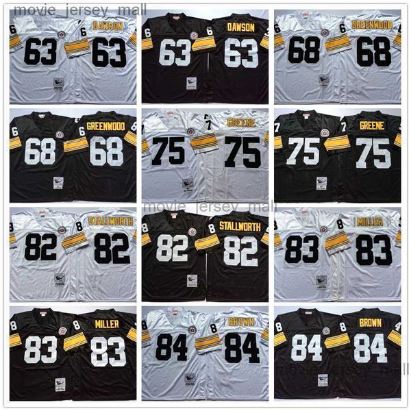 

ncaa 75th vintage football 84 antonio brown jerseys stitched 75 joe greene 83 heath miller 82 john stallworth 68 lc greenwood 63 dermontti d, Black;red