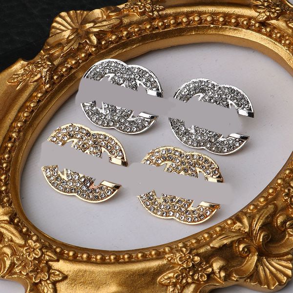 

18k gold plated designer brand earring designers letter ear stud women fashion rhinestone earrings for wedding party gift jewelry accessorie, Golden;silver