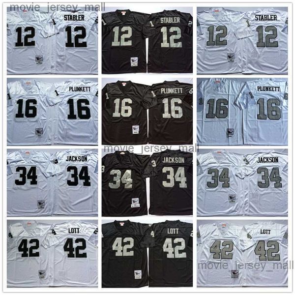 

ncaa 75th vintage football 34 bo jackson jerseys mitchell & ness 12 ken stabler 16 jim plunkett 42 ronnie lott jersey college black silver w, Black;red