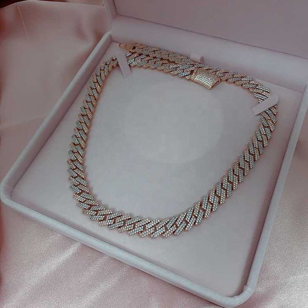 

women diamond iced out hip hop choker necklace rose gold cuban choker chain necklace, Silver