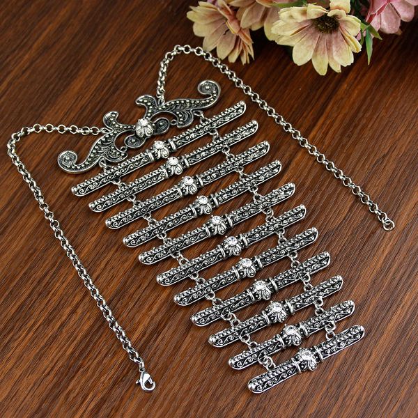 

belly chains sunspicems retro gold silver color caucasus women breastplate chest chain ethnic bridal jewelry wedding dress accessories 23070