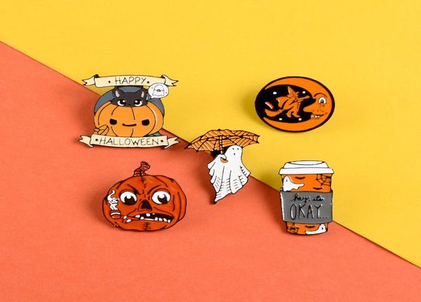 

new selling fashionable cute halloween brooches cat pumpkin witch moon ghost umbrella pin badge brooch jewelry9689181, Gray