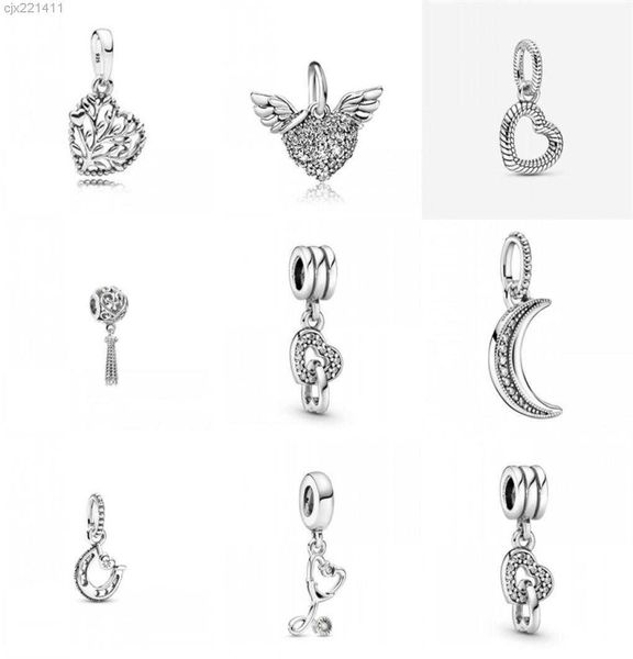 

2021 new sterling silver good luck horseshoe angel wing moon family tree dangle beads fit original pandora charm bracelet 12633306591 uece, Black