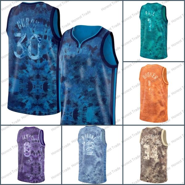 

new basketball jersey james lamelo ball devin booker ja morant stephen 34 giannis jerseys series printed shirt, Black;red