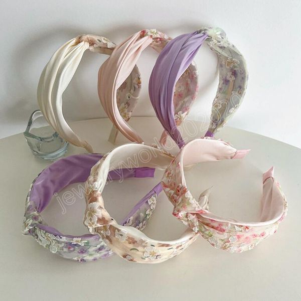 

new fashion headwear for girls fresh light color hairband center knot flower headband autumn hair accessories, Silver