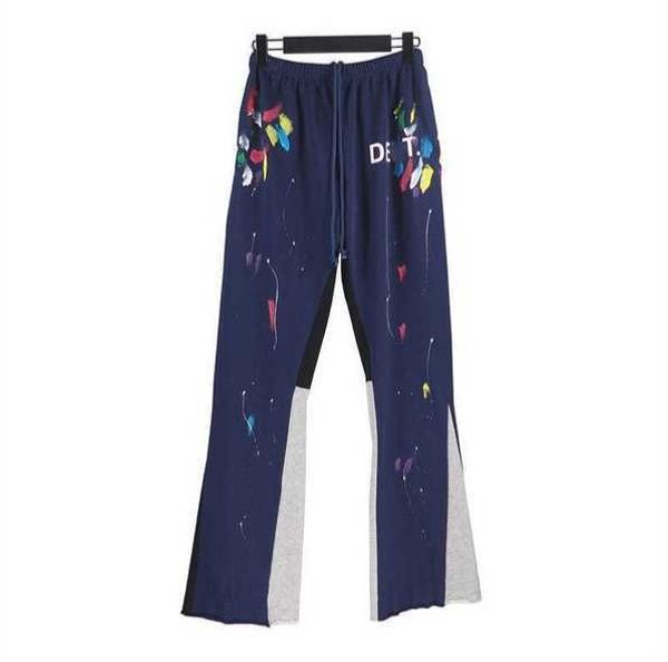 

mens galleryes dept jeans pants galleryes dept sweatpants speckled letter print men's women's couple loose versatile casual pants, Blue