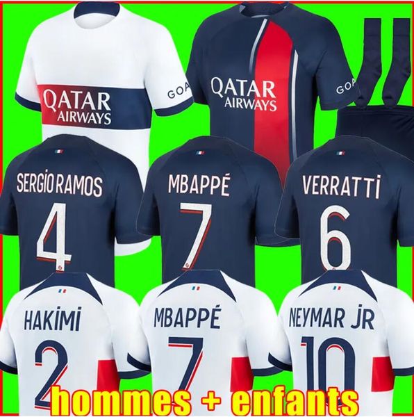 

mbappe hakimi soccer jerseys 23 24 sergio ramos maillots de football 2023 2024 marquinhos verratti s hakimi men kids kit shirt uniforms, Black;yellow