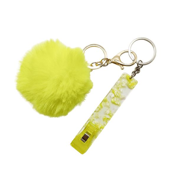 

12 fashion resin long nail non-contact atm card gripper with plush artificial fur ball, Silver