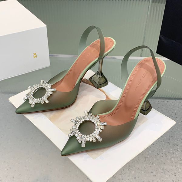 

amina muaddi camelia crystal-embellished pvc pumps spool stiletto heels sandals women's luxury designers slingback strap shoes dress sh, Black