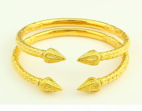 

new arrowhead openable 14 k yellow fine solid gold filled bangle engraved trendy aiguille pattern bracelet 2 piece jewelry wholesa3120879, Black