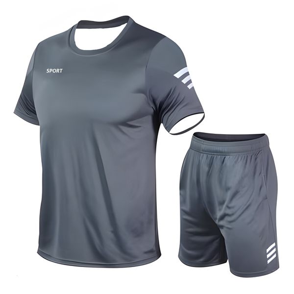 

mens tracksuits summer 3d printing sport quick dry breathable street gym sportswear comfortable tight tshirtshorts two piece xxs6xl 230707, Gray