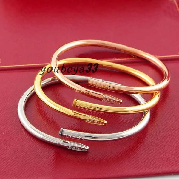 

love gold bracelet nail bracelet designer bangles for women mens stainless steel alloy armband pulsera pulseras plated gold silver rose jewe, Black