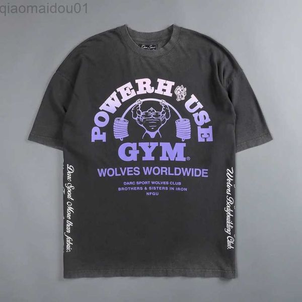 

men's t-shirts darc wolves sport shirt oversized print us size 100% cotton gym men clothing short sleeve tees darcs t-shirt l230707, White;black