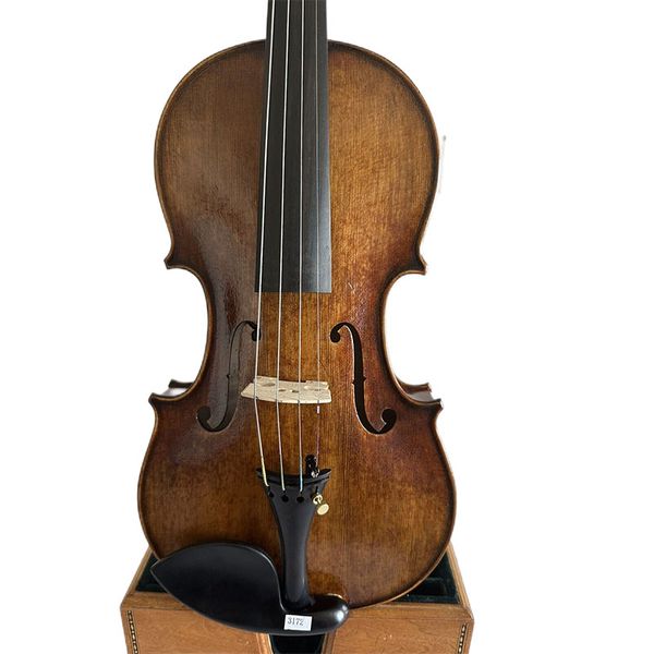 

4/4 size violin solid flamed maple back spruce hand carved nice sound k3172