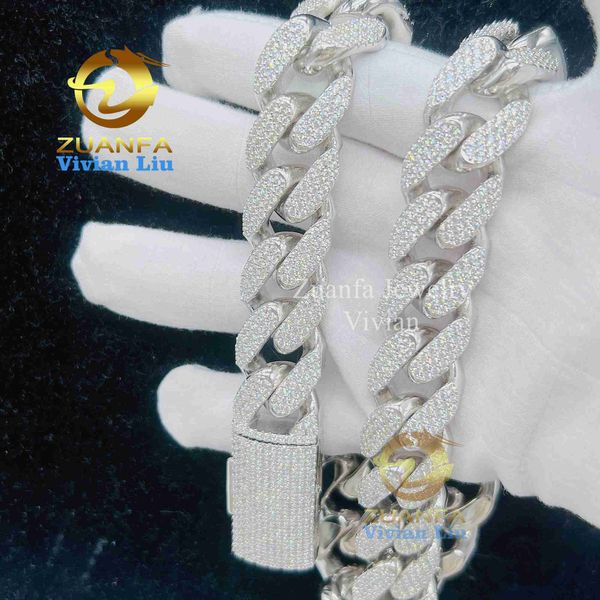 

hip hop jewelry 925 sterling silver vvs moissanite iced out cuban link chain
