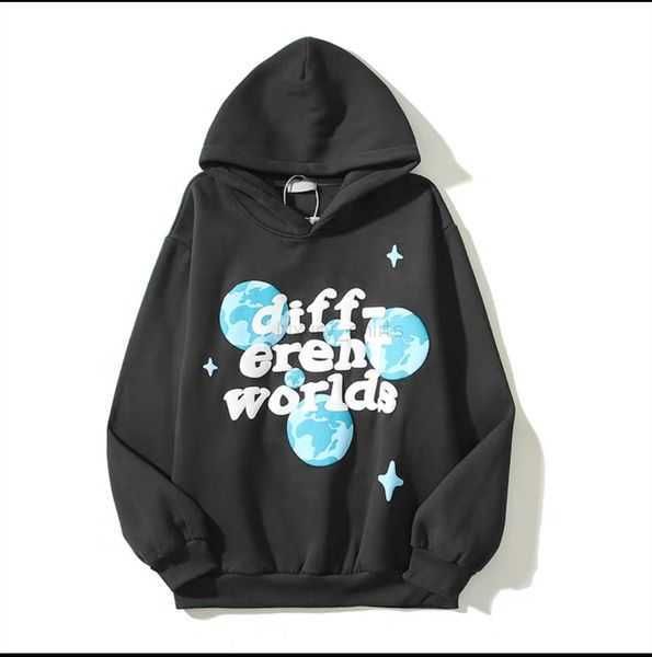

designer men's hoodies broken planet letter print hoodie harajuku retro high street loose pullover oversized sweatshirt 3d foaming y2k, Black