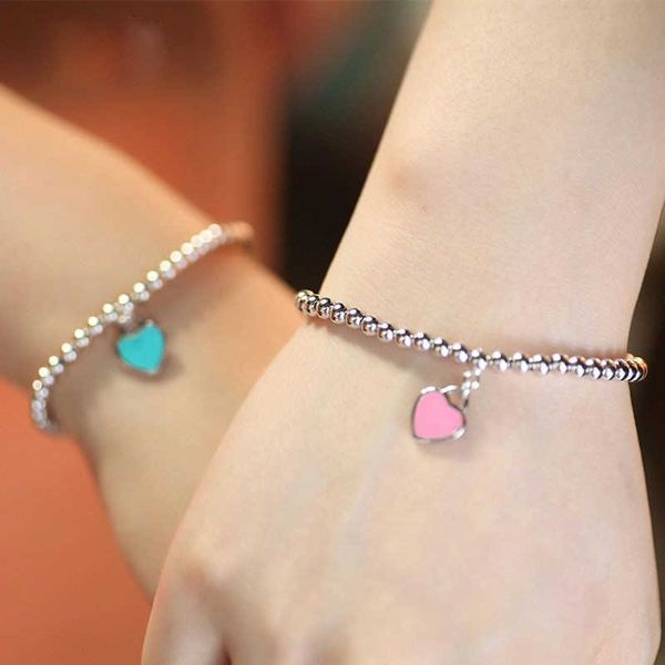 

counter quality high imitation tiffay love beaded bracelet female pure silver xia ins niche design internet celebrity friend high-end feelin, Golden;silver