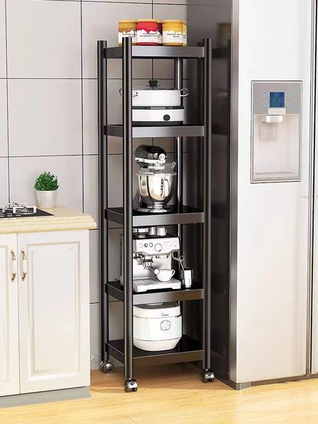 

aesthetic stainless steel high temperature paint living room bedroom kitchen shelving floor to ceiling multilayer microwave shelving with wh