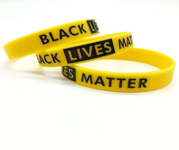 

black lives matter wristband 9 styles silicone bracelet women men rubber bracelets wristband bangles ooa82805306100, Golden;silver