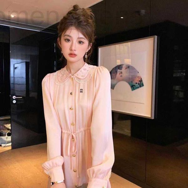 

basic & casual dresses designer luxury silk dress womens clothing fashion diamond a-line dresseshirt skirt mini dress long sleeve breathable, Black;gray