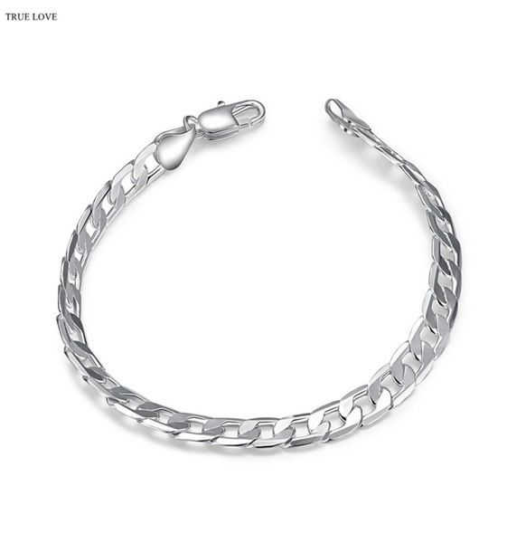 

fashion men039s jewelry 925 sterling silver plated 6mm figaro chain bracelet cool street style low whole 1016982, Black