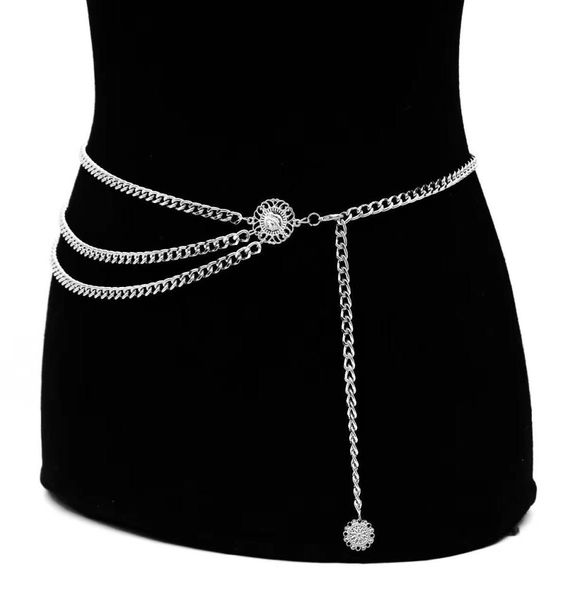 

vintage multi layered harness aluminium belly waist chains bikini coin pendant body chain for women jewelry7835580, Silver