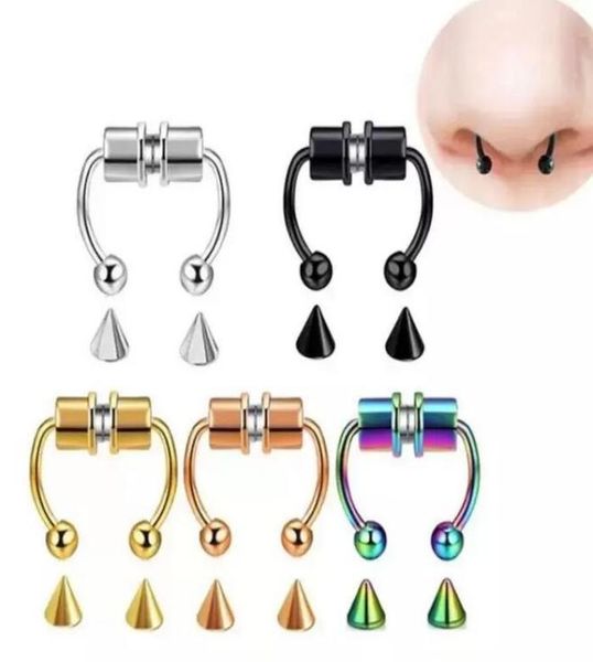 

fake piercing nose ring alloy hoop septum rings for women body jewelry gifts fashion magnetic nose ring2538460, Silver