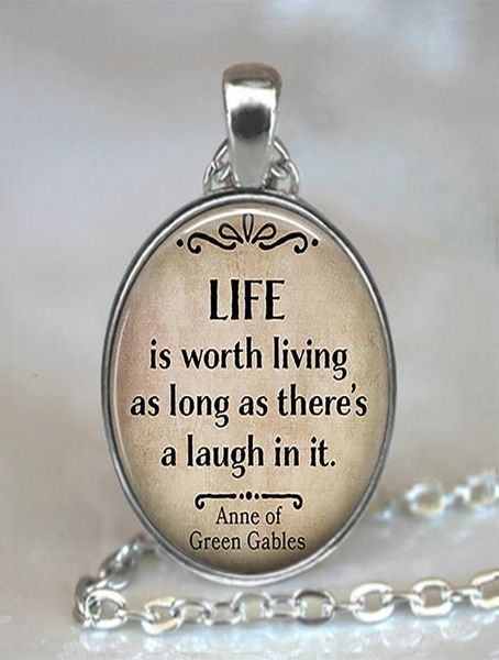 

2019 book lover quote anne of green gables necklace word jewelry letter necklace reader bookworm gift glass cabochon pendant1282428, Silver
