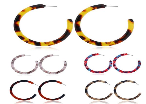 

fashion leopard print multicolor big c shape acrylic acetic acid drop earrings for women girl personality simple geometric pendan5674412, Silver