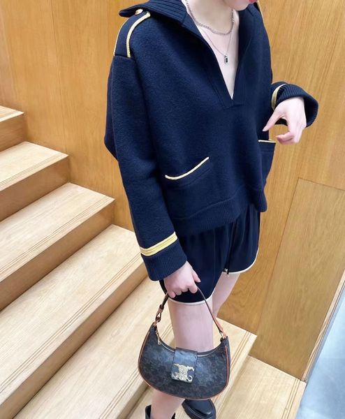 

women fashion loose solid colour knitted pocket thick sweaters vintage long sleeve turn down collar casual female pullovers, White;black