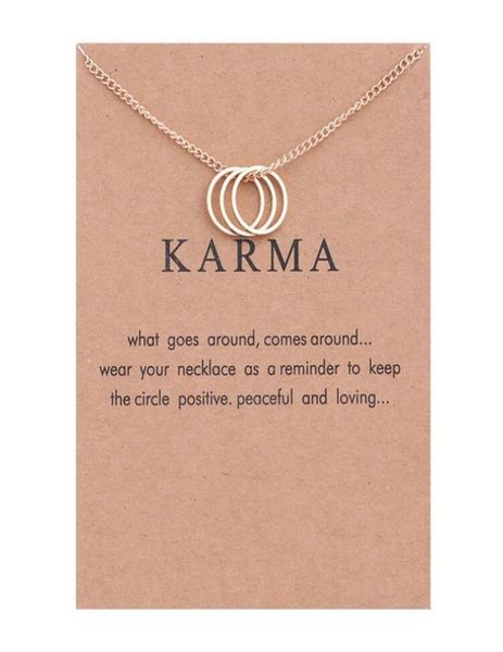 

temperament three circles chram pendant necklaces gold silver plated short clavicle chain necklace with gift card for women lady g8067145