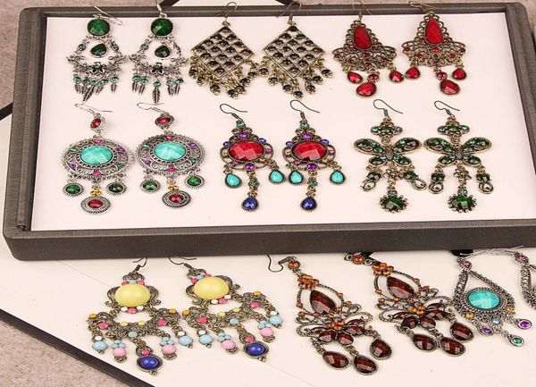 

mix vintage boho ethnic drop earrings for women diamond resin long tassel statement dangle bronze silver earring fashion jewelry i2800003