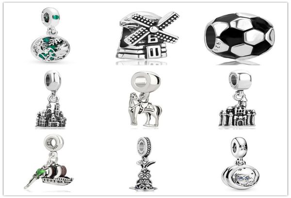 

moq 20pcs european football castle owl big hole loose charm bead fit original bracelet jewelry diy for women j0116143786, Bronze;silver