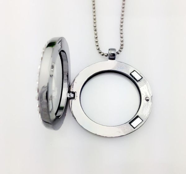 

charmful 4 colors floating locket pendant necklace women magnetic living memory glass floating charm locket with bead chains diy n2788238, Silver