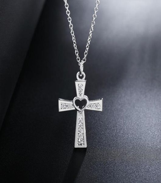 

chains silver for women heart cross crystal cz zircon necklace jewelry fashion cute wedding valentine039s day gift h sqczed1631310