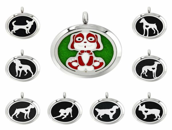 

fashion dogs 30mm magnet 316l stainless steel diffuser necklace pendant essential oil aromatherapy perfume locket 10 pads no chai2150524, Silver