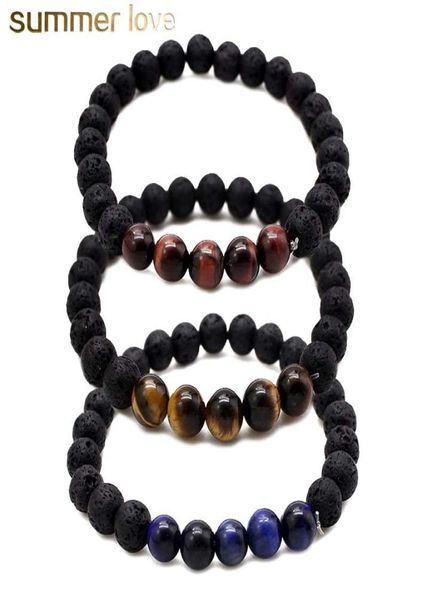 

black lava rock stone delicate natural beads bracelet for lover 8mm adjustable size handmade jewelry gift whole6818273