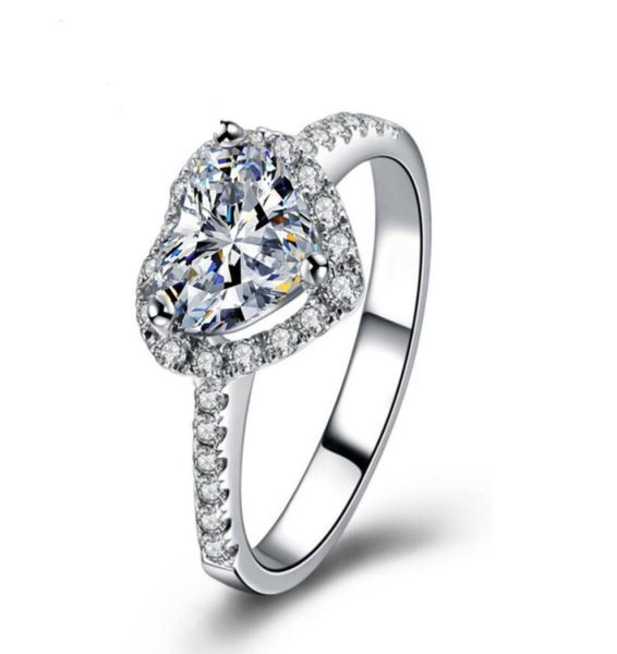 

austria crystal rhinestone heart finger rings for women fashion jewelry accessories charm for valentine039s gift4971285, Silver