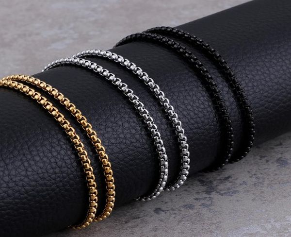 

3mm titanium box chains goldsilverblack stainless steel long chain necklace for men fashion jewelry1576104, Silver