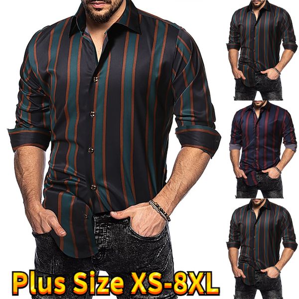 

men s dress shirts striped print casual everyday shirt classic design button down long sleeve slim fit xs 8xl 230707, White;black