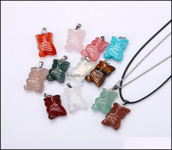 

pendant necklaces pendants jewelry natural stone carved owl necklace opal tigers eye quartz crystal chakra reiki healing for women2921517, Silver